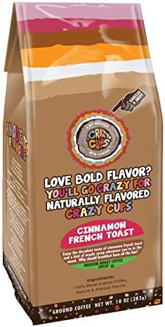 Crazy Cup Decaf Ground Coffee, Cinnamon French Toast, For Brewing Hot or Iced Coffee, 10 Ounce