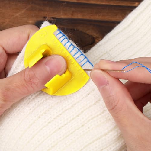 3 Teiliges Nähfingerlineal für Gleichmäßige Stiche, Mini Daumenstichführung 2/3/4mm Fingerlineal Vorlagenset für Präzises Handnähen und Quiltwerkzeug (Gelb)
