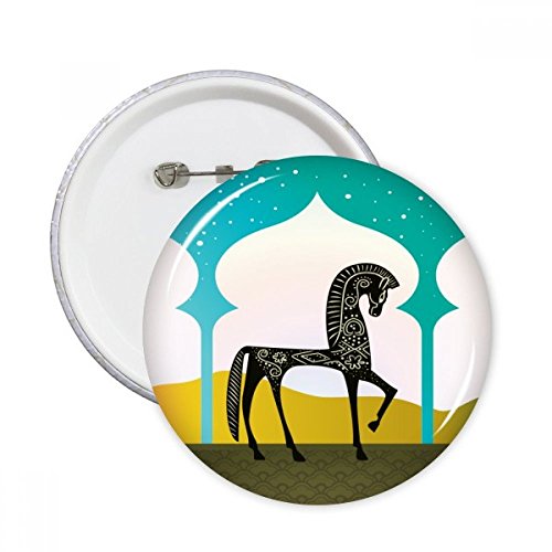 Badge rond jaune princesse et cheval bleu DIYthinker décoration de vêtements lot de 5 pièces S