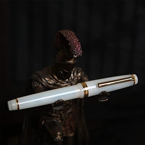 Jinhao 82 Resin Fountain Pen Iridium F Nib With Converter, Golden Clip Writing Pen (White) #TOP2