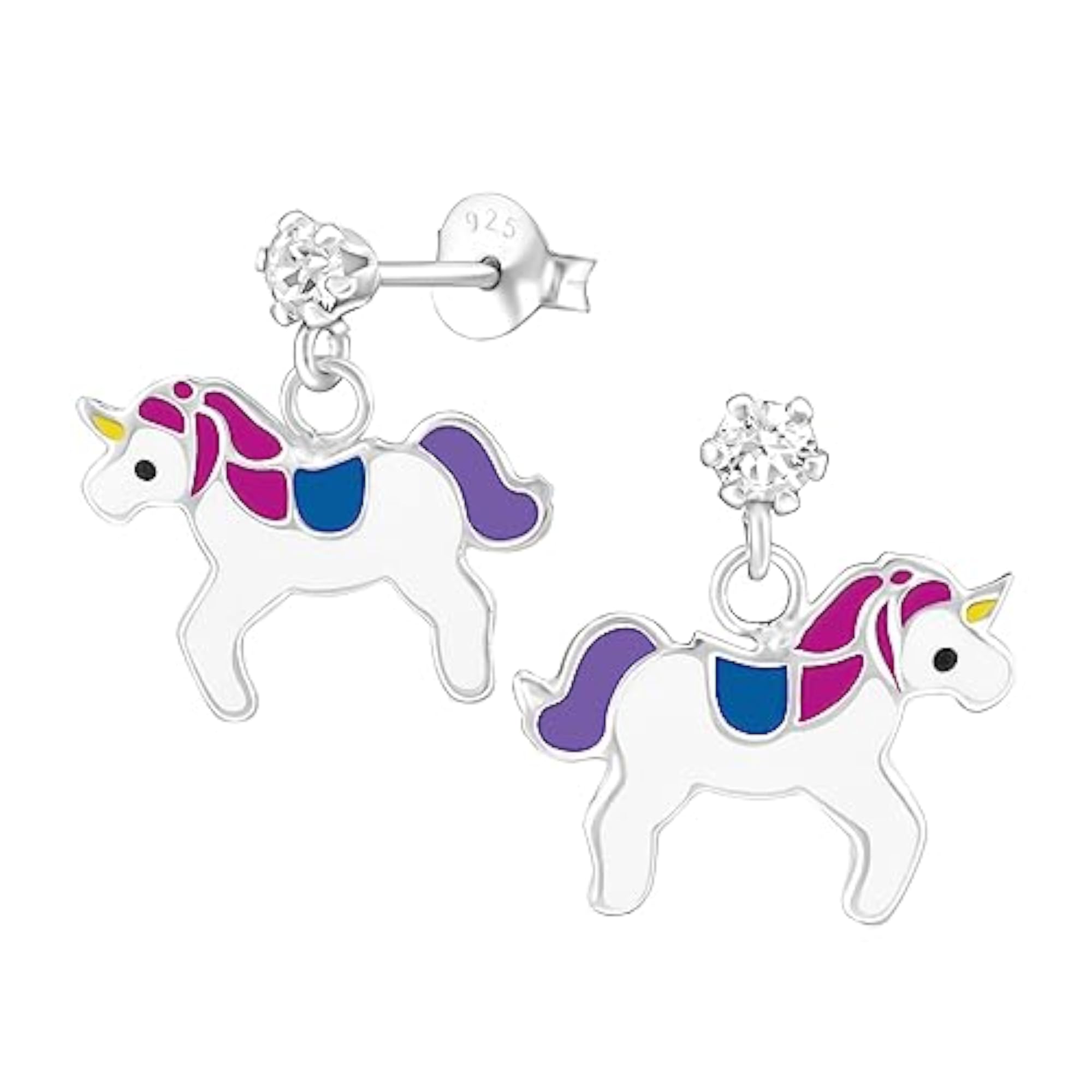 925 Sterling Silver Hypoallergenic Unicorn Dangle Earrings for Kids