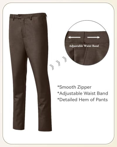 Image of Men's 3 Piece Slim Fit Suit Set, Jacket Vest and Pants for Men
