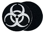 Graphic Dust { Glow in The Dark + Hook & Loop } Biohazard Embroidered Patch Logo Symbol Danger...