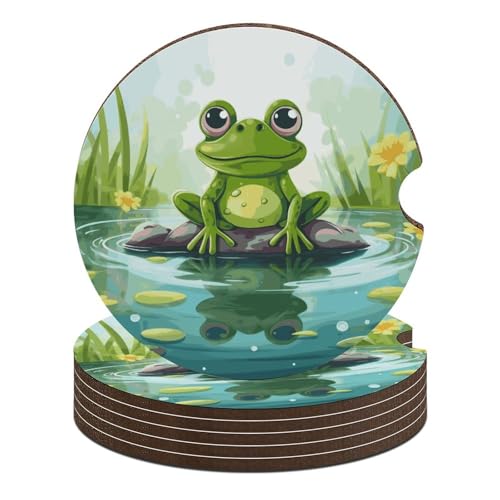 Dessous de verre voiture motif grenouille idée cadeau utile lot de 6