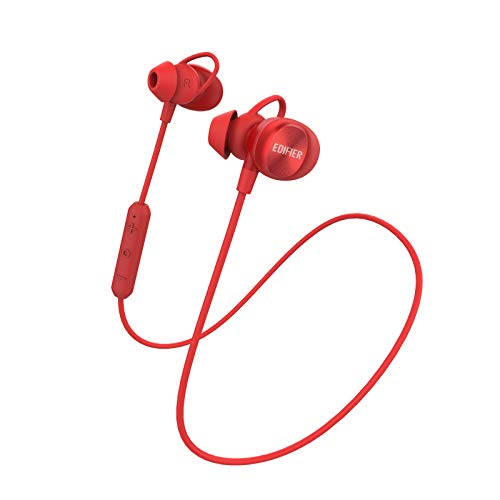 Up To 40% OFF Edifier W285BT Wireless Sports Headphones - Bluetooth 4.2 IPX4 Sweat Splash Proof in-Ear Earphones with AAC Support - Red