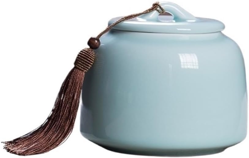 Tea Container Ceramic Tea Canister With Airtight Lid Storage Container Tins For, Coffee, Nuts, Spice, Sugar(Green)