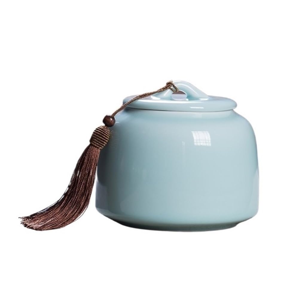 CHENGAIJIAN Tea Canister Ceramic Tea Canister With Airtight Lid Storage Container Tins For, Coffee, Nuts, Spice, Sugar(Blue)