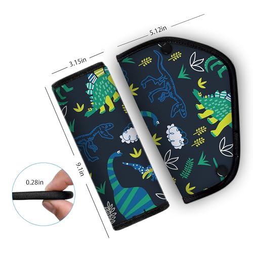 Image of Kid's Seat Belt Cover Pad, Neck & Abdomen Cushion for Children- Soft and Breathable Straps Cover Support (Cartoon Dinosaurs)