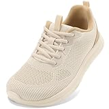 WIDE TOE BOX Walking Shoes Women Width Sneakers Orthopedic Arch Support Plantar Fasciitis Tennis Running Work Non-Slip Athletic Diabetic Standing Workout Gym Comfortable Beige Brown Size 8