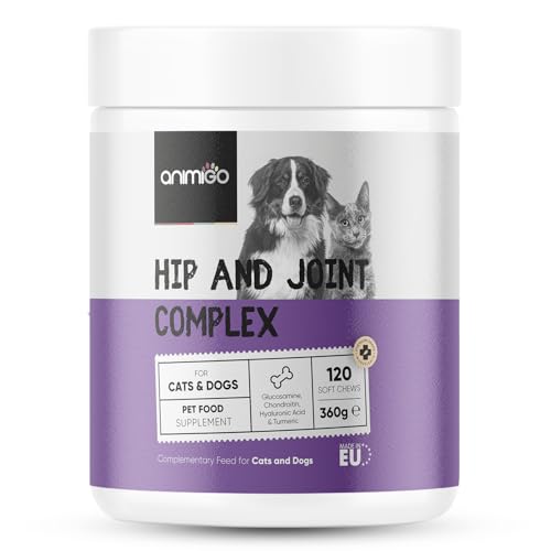 Hip and Joint Chews for Dogs & Cats | 120 Soft Chews | With Glucosamine, Chondroitin, Cinnamon, MSM, Turmeric & Hyaluronic Acid | Hip & Joint Supplements for Dogs & Cats Breeds