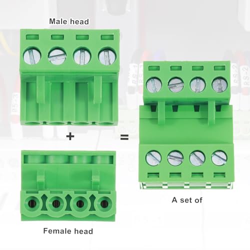 Bloque de terminales de tornillo de 5 mm para PCB MECCANIXITY, conector verde macho hembra 5