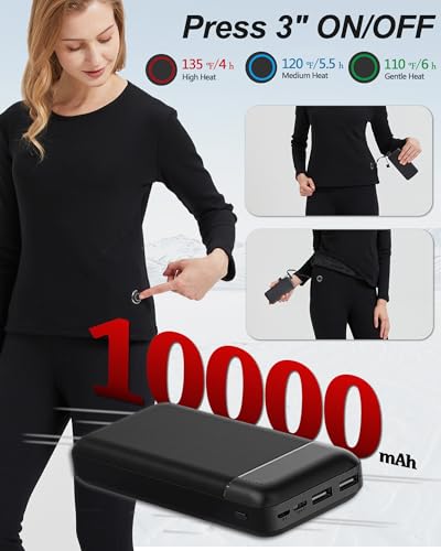 Women's Heated Thermal Underwear Set, USB Women's Electric Thermal Heated Long Johns Set with Battery Pack2