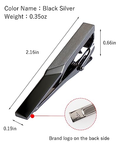 [TAVARAT] Tie Clip Tie Clips for Men Black Silver Tie Bar Tie Pin Tps-0554