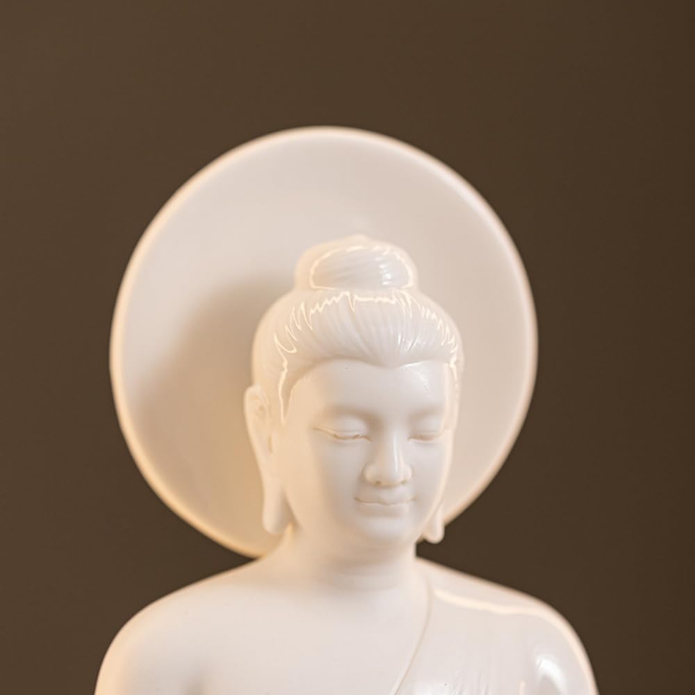 Statua del Buddha Shakyamuni con bruciatore di incenso a riflusso, porta incenso con anello luminoso a LED, statuetta decorativa del Buddha Tathagata