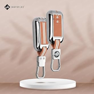 SHOPOFLUX Key Cover Compatible with Baleno, Grand Vitara, XL6, Swift, Brezza, Celerio,eVitara, Ertiga, Dzire, Fronx, Urban Cruiser, Rumion, Glanza, Hyryder,Victoris 2 Button Key (Metal Brown Silicone)