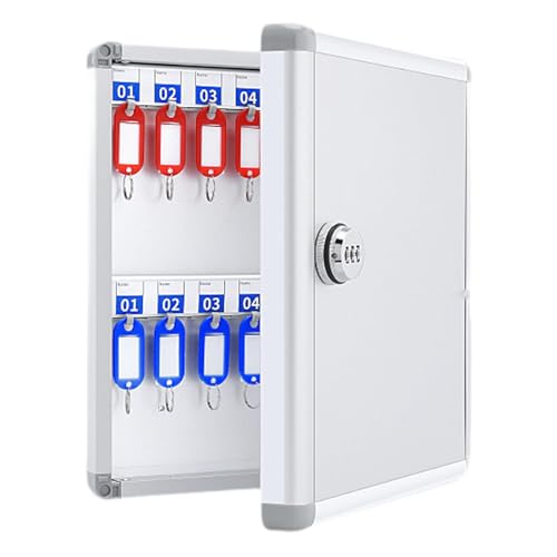 WeiLaiKeQi Wall Mounted Key Storage Box Locker Box Key Keep Case Multifunctional Lightweight with Hooks for Personal and Business Hotels, 32 Key Position