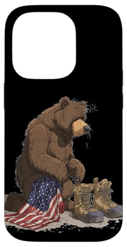 Patriotischer Bär mit Bedeutung und symbolischer Grafik Hülle für iPhone 14 Pro