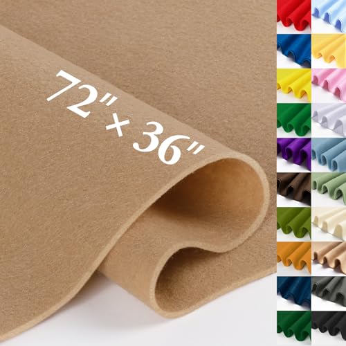 MITINU Tan Felt Fabric Sheet 72 X 36 1.4mm Thick Large Soft Durable Flexible Craft Felt by The Yard Nonwoven Fabric for DIY Sewing Arts and Crafts Decoration Projects