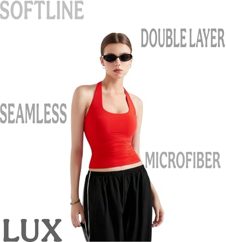 Image of SIGHTBOMB SOFTLINE Double Layer Seamless U Neck Halter Cuddle Baby Sleeveless Microfiber Active WEAR /Casual WEAR TOP for Women