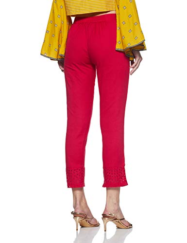 Image of Rangriti Black Solid Slim Pants for Women