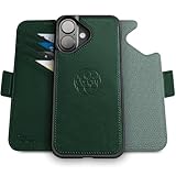 Dreem iphone 16 ケースウォレット、画期的なスマートフォンスタンド、ヴィーガンレザー、MagSafeフィット対応、マグネット着脱式フリップカバー、RFID保護カードホルダー、ギフトボックス入り、Fibonacci：グリーン