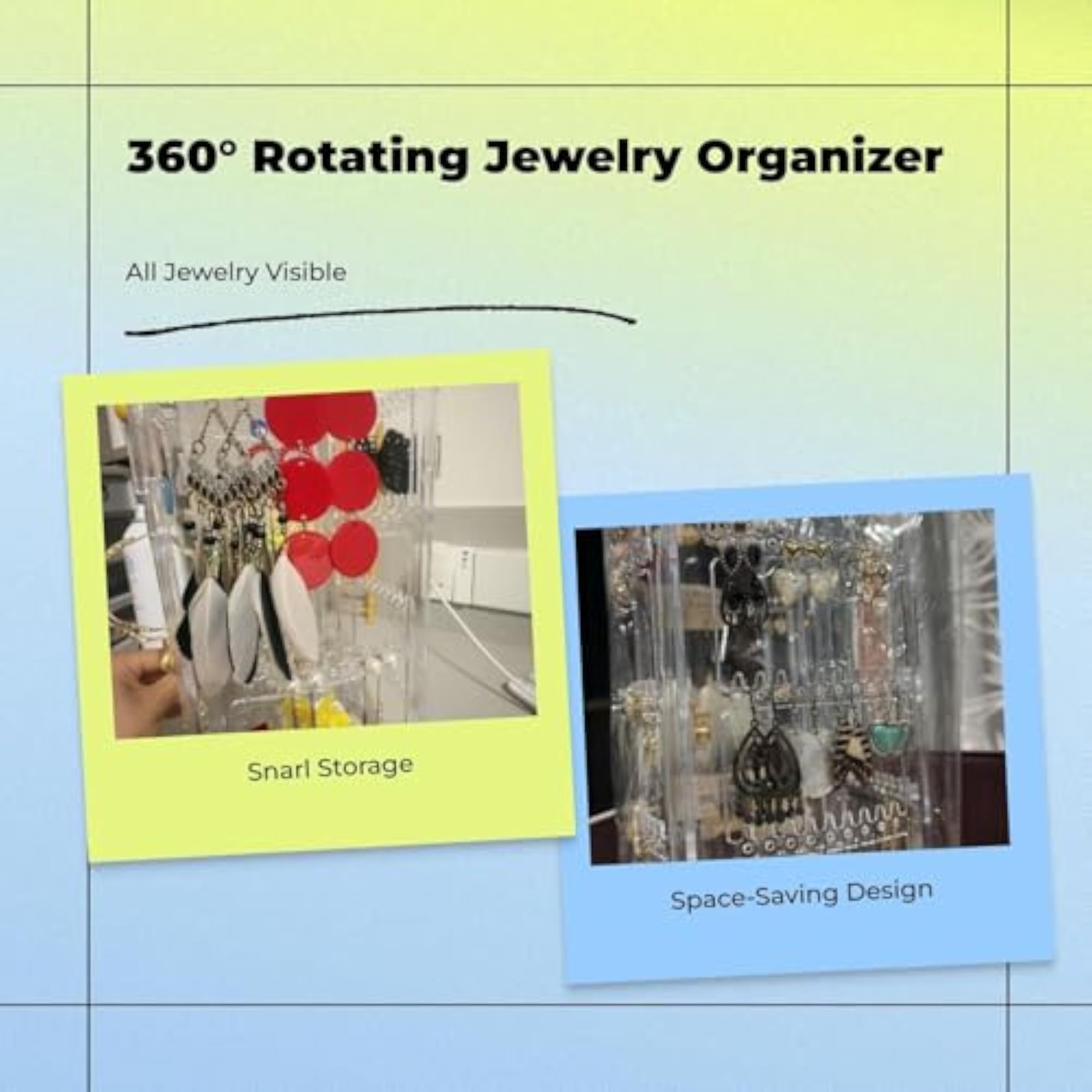 Rotating Jewelry Organizer Earring Holder Necklace Stand