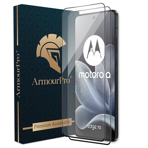 Image of ArmourPro Tempered Glass for Motorola Edge 70-9H Anti Scratch Screen Protector, Edge to Edge Coverage, HD Clarity, Smooth Touch, Case Friendly | Black, Pack of 2