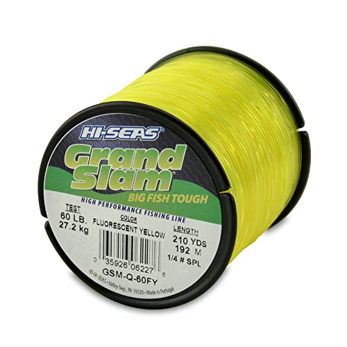Hi-Seas Grand Slam Monofilament Line, 60 lb / 27.2 kg Test, .031 in / 0.80 mm Dia, Fluorescent...