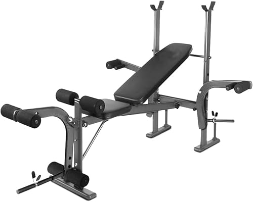 4 in 1 Weight Bench Set, Weight Benches for Home Gym, Adjustable Workout Bench Press Set with Preacher Curl Pad and Leg Developer, for Full Body Strength Training (Black)