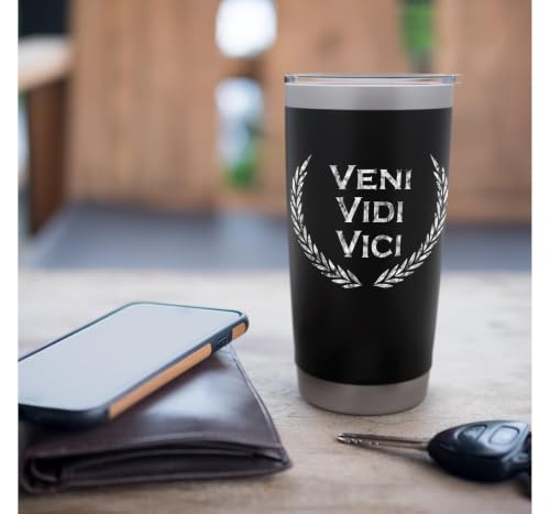 Veni Vidi Vici – Inscription latine – Latin Gobelet isotherme en acier inoxydable double paroi – vue 7