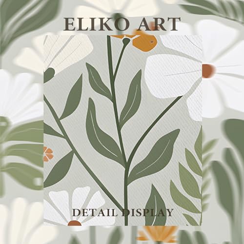Eliko Framed Canvas Wall Art Abstract Floral Botanical Print Wildflower Flower Market Paintings Boho Modern Minimalist Pictures Decor Bedroom Bathroom Living Room 12"x 16" Natural Framed - image 5