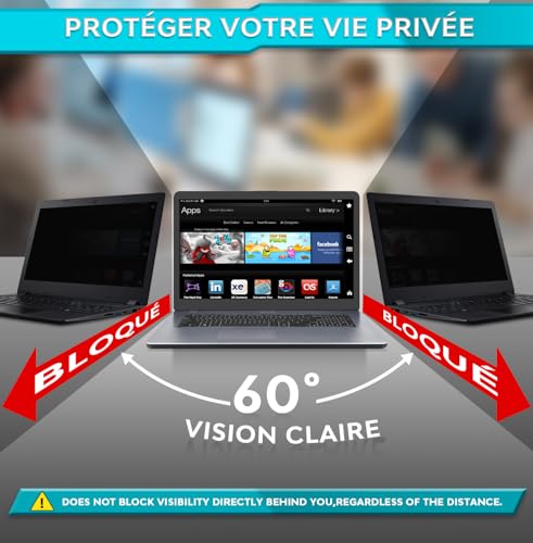 PYS Filtre de Confidentialité 16 Pouces 16:10 pour PC Portable - Protecteur d'Écran Anti-Regard/Pare-vue Latéral, Compatible Dell XPS, HP EliteBook, Lenovo Thinkpad – vue 3