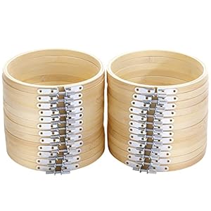 Caydo 24 Pieces 5 Inch Embroidery Hoops Bulk, Cross Stitch Hoop Embroidery Frame for Art Craft Handy Sewing and Wall Decoration