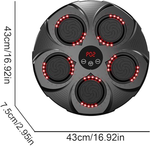 Image of Music Boxing Machine Home Wall Mounted Electronic Boxing Machine Black, Portable Smart Bluetooth LED Lights Musical Boxing Machine, Home Kids Adult Boxing Training, Stress Release