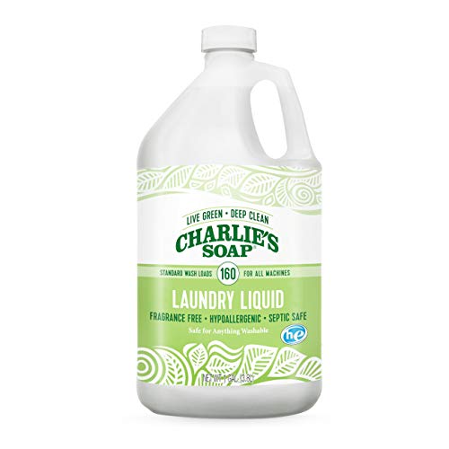 Charlie’s Soap – Fragrance-Free Laundry Liquid detergent – 160 Loads (128 oz, 1 Pack)