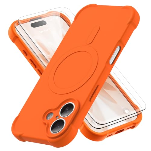 ORETECH Magnetic for iPhone 17 Case 6.3'' with 2X Screen Protector,Orange
