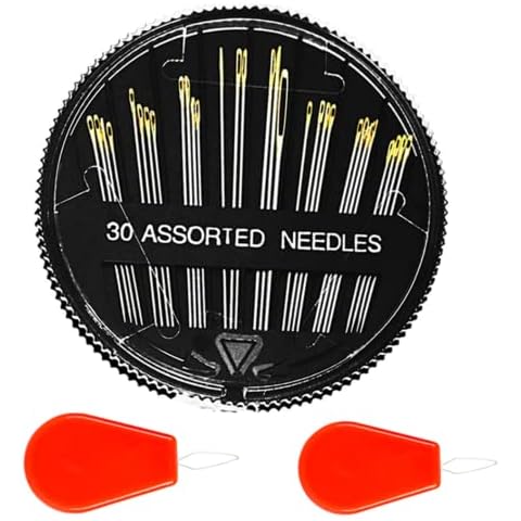 Premium Hand Sewing Needles for Sewing Repair, 30-Count Assorted Embroidery Needles with 2 Threaders, Large Eye Sharp Needle, Handsewing Needles Kit for Ccross Stitch Cover