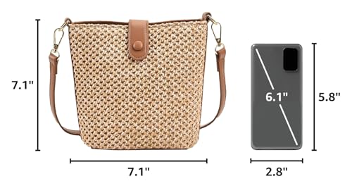Image of Straw Beach Bags For Women Rattan Purse Summer Straw Cross-body Bag Raffia Handbag Purses Shoulder Bag Small Bucket Bag 2026