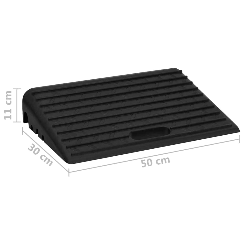 Rampy do krawężnika, 2 sztuki, 50 x 30 x 11 cm, z gumy z antypoślizgowym profilem, udźwig 5-10 ton, dwa otwory mocujące, odpowiednie do wjazdu, parkingu, terenu zakładowego, bezpieczeństwa
