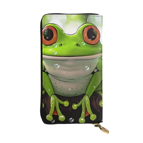 Cute Frog Art Printed Long Wallet for Women Men Cute PU Leather Wallet with Coin Purse and Credit Card Holder