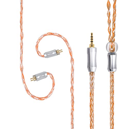 Câble audio FEDAI tressé 8 Core 6N de rechange pour écouteurs IEM 2 broches 0,78 mm jack 2,5