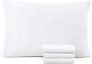 Casa Platino 4 Pack Pillow Cases - Standard Size 50x75 cm - Pre-Washed 100% Brushed Microfiber with Envelope Closure – Wrinkle Resistant and Soft - White