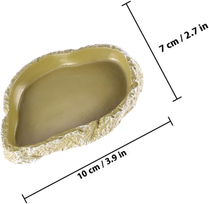 Unomor 3pcs Resin Tortoise Water Dish and Reptile Feeding Bowl Tree Bark Design for Terrarium Decor, Suitable for Bearded Dragon, Leopard Gecko, and Turtle Habitat
