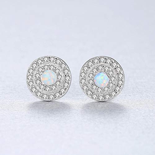 Bijoux de fiançailles femmes boucle d'oreille opale ronde et charmante