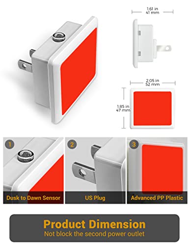 Image of JandCase Red Night Light, Red NightLight[2 Pack],0.3W LED Night Light | Auto Light Sensor,Night Lamp Plug into Wall for Bathroom, Bedroom,Corridor,Hallway,Non-dimmable