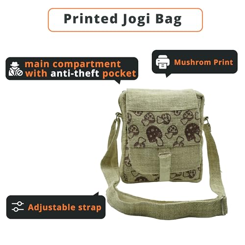 Hemp Canvas Messenger Bag, Mushroom Print, Mini Crossbody Bag for Women and Men3