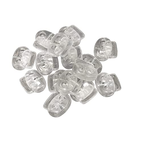 Flyshop 30 Pcs Spring Stopper Toggle Fastener Slider Double Holes Cordlocks Cord Lock End, Transparent, 18 X 6 X 17Mm (0.71" X 0.24" X 0.67") #TOP4