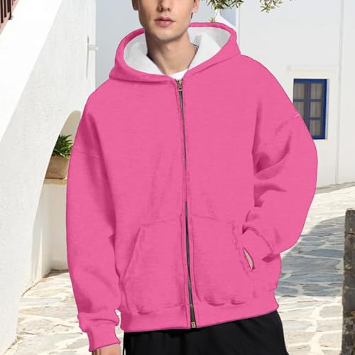 RTTUIOP Fall Jackets For Men Hoodies Winter Fashion Long Sleeve Coat Plus Size Zip Solid Tops Hooded Slim Light Coats2