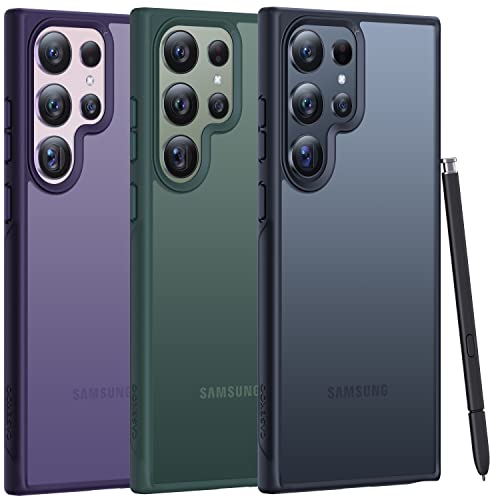 CASEKOO Genuine Official for Samsung Galaxy S23 Ultra case (10FT Military Drop Protection) (Zero-Smudge Tech) Translucent Hard Back & Soft Bumper, Protective Slim Thin S23 Ultra Case 6.8'' 2023, Black