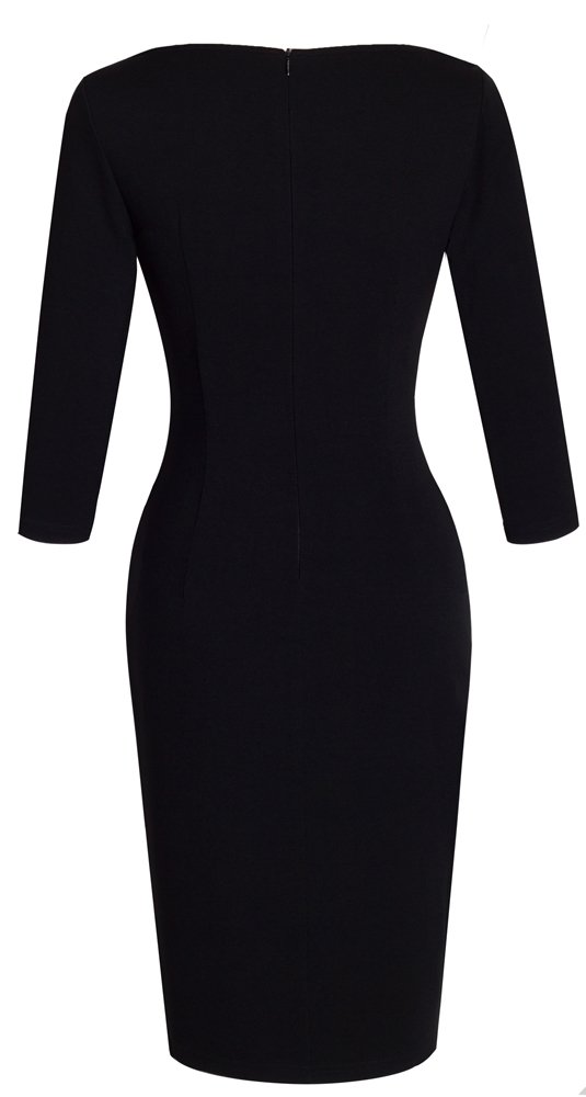 HOMEYEE Vestido Casual Ajustado con Cuello en V y Escote Redondo Grande para Mujer B335